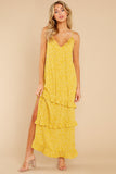 All Of A Sudden Yellow Floral Print Maxi Dress
