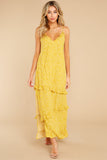 All Of A Sudden Yellow Floral Print Maxi Dress