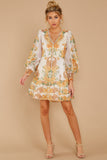 Romantic Dalliance Yellow Floral Print Dress