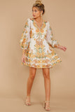 Romantic Dalliance Yellow Floral Print Dress