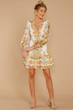 Romantic Dalliance Yellow Floral Print Dress