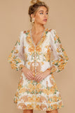 Romantic Dalliance Yellow Floral Print Dress