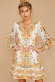 Romantic Dalliance Yellow Floral Print Dress