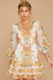 Romantic Dalliance Yellow Floral Print Dress