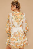 Romantic Dalliance Yellow Floral Print Dress