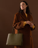 Large Leather Retail Tote - Kelp