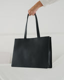 Large Leather Retail Tote - Black