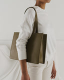 Large Leather Retail Tote - Kelp