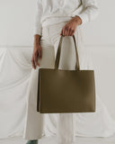 Large Leather Retail Tote - Kelp