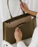 Large Leather Retail Tote - Kelp