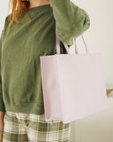 Large Leather Retail Tote - Pale Orchid