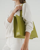 Large Leather Retail Tote - Spanish Moss