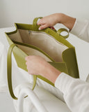 Large Leather Retail Tote - Spanish Moss