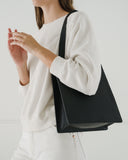 Medium Leather Retail Tote - Black
