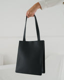 Medium Leather Retail Tote - Black