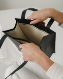 Medium Leather Retail Tote - Black