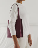 Medium Leather Retail Tote - Cranberry