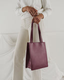 Medium Leather Retail Tote - Cranberry