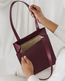 Medium Leather Retail Tote - Cranberry