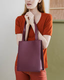 Medium Leather Retail Tote - Cranberry