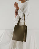 Medium Leather Retail Tote - Kelp