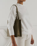 Medium Leather Retail Tote - Kelp