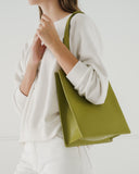 Medium Leather Retail Tote - Spanish Moss