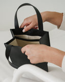 Small Leather Retail Tote - Black