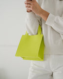 Small Leather Retail Tote - Chartreuse