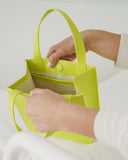 Small Leather Retail Tote - Chartreuse
