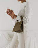 Small Leather Retail Tote - Kelp