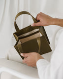 Small Leather Retail Tote - Kelp